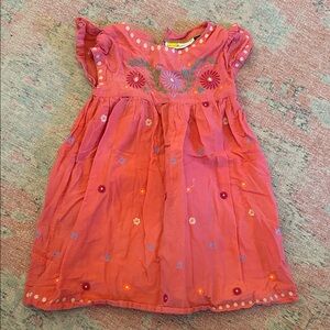 Mini Boden Coral Embroidered Kids Dress